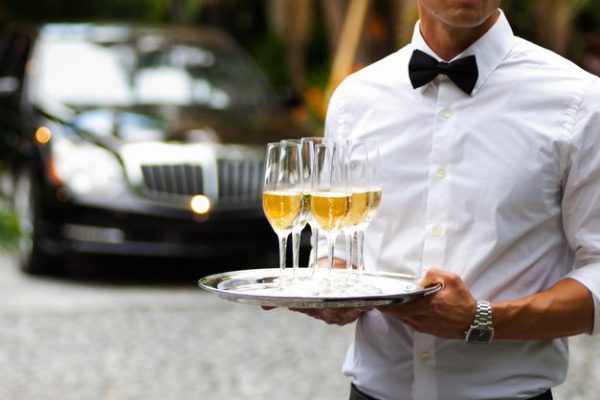 Hotel Service Staff with Champagne